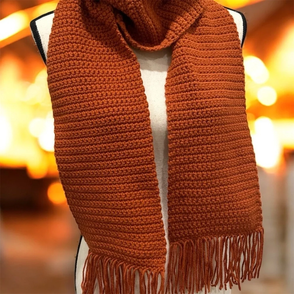 Cozy Handmade Orange Knit Scarf